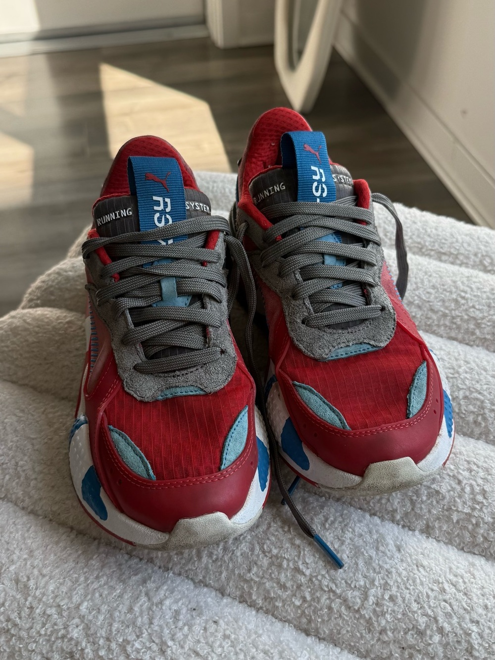 adidas Kids Red, Blue & Gray Running Sneakers